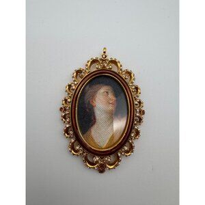Jay Strongwater Ornate Framed Portrait Brooch Pendant – Swarovski Crystals – Gil